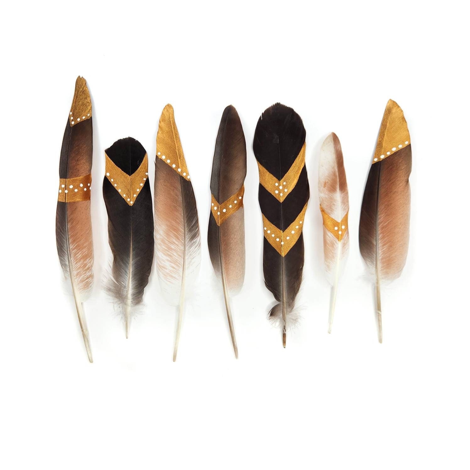 Hand Painted Goose Feathers, 5 Pieces, 6.5-8 Inches
