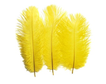 10 pcs Yellow Ostrich Feathers 6-8" Dyed Wedding Craft Carnival Centerpiece Feathers