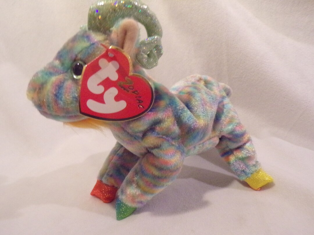 Vintage TY 1999 Beanie Babies zodiac Goat With Display Case Etsy