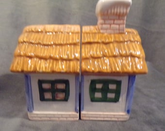 Vintage Ceramic House Salt and Pepper Shakers