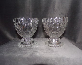 Vintage Clear Glass Footed Sunday - Sherbet - Small Dessert Dishes Set of 2