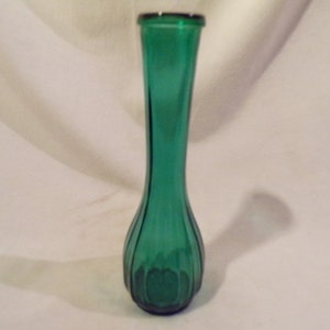 Vintage Green Glass Bud Vase