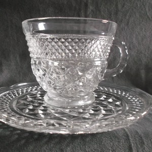 Vintage Clear Glass Wexford Cup and Saucer DM-476 image 1