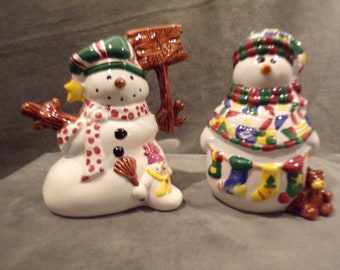 Vintage Snowmen Salt and Pepper Shakers