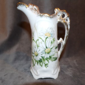 Vintage Royal Crown Mini Porcelain Pitcher &quot;Daisy Bouquet&quot; Pattern