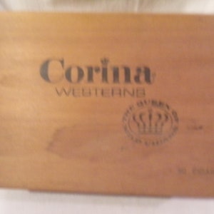 Vintage Corina Westerns Wooden Cigar Box with Latch