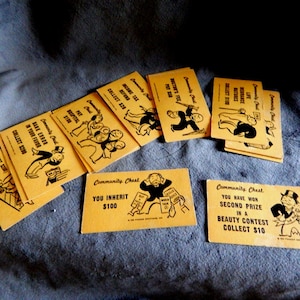 Vintage Monopoly Replacement Community Chest Cards
