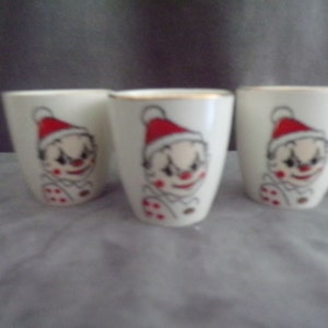 3 Vintage Ceramic Clown Face Saki Cups