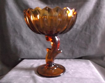 Vintage "Tulip Compote" Amber Glass Bowl Indiana Glass