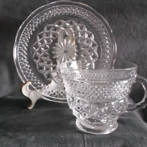 Vintage Clear Glass Wexford Cup and Saucer DM-476 image 2