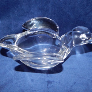Vintage Confrac Art Verrier Clear Glass Duck Trinket Holder
