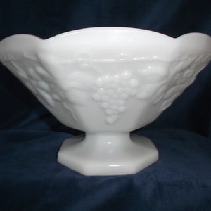 Vintage Milk Glass Anchor Hocking Footed Bowl