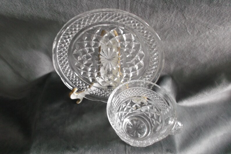 Vintage Clear Glass Wexford Cup and Saucer DM-476 image 3