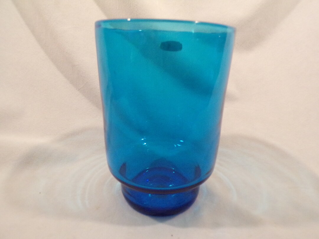 Vintage Blenko Blue Glass Vase Etsy