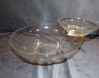 Vintage Clear Glass Chip and Dip set