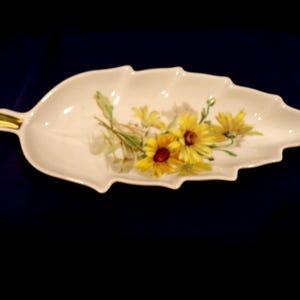 Vintage Old Nuremberg Bavarian Germany Porcelain Moss Rose Design Leaf Dish
