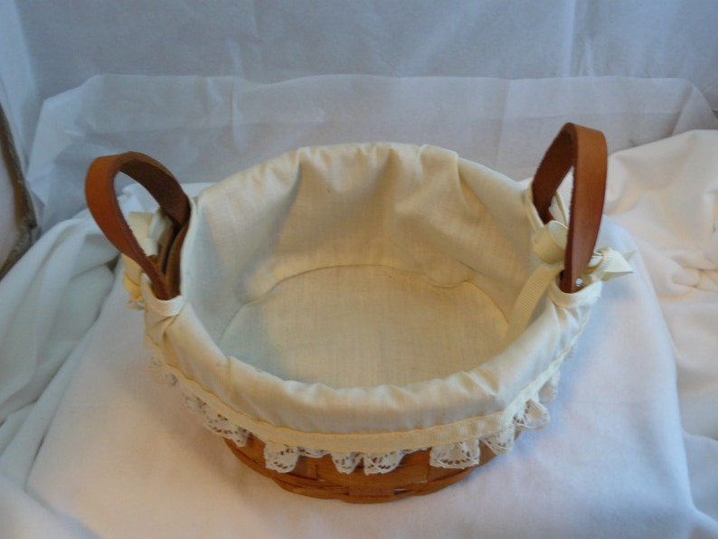 Vintage Longaberger Round Basket With Leather Handles and Etsy