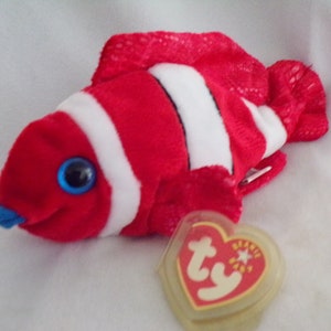 Vintage TY Beanie Babies "Jester" the Red and White Fish