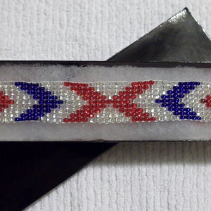 Silver-lined Ruby, Sapphire and Crystal Chevron Woven Beads Browband, Size 16 inches/40.6 cm