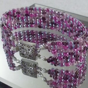 Purple Passion Mix  7-1/2-inch/19 cm Woven Beads Bracelet