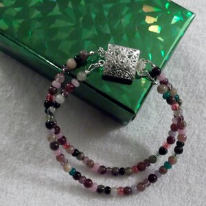 Watermelon Tourmaline Gemstones 2-Strand, 7-1/2-inch/19 cm Bracelet