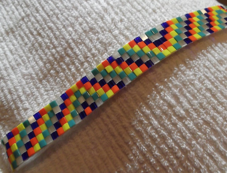 Size 16-38 inches41.6 cm Fiesta-Like Colors Square Woven Beads Browband