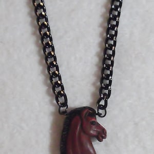 Bay Horse Pendant 18-inch/20 cm Necklace by Woven Beads Browbands