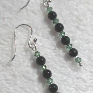 Malachite Gemstones and Green Crystals Earrings by Woven Beads Browbands