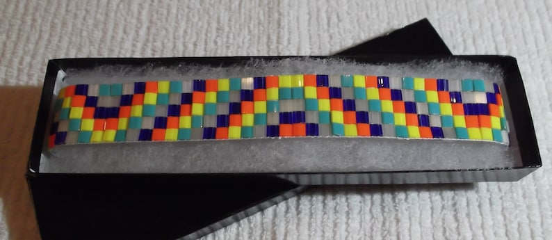 Size 16-38 inches41.6 cm Fiesta-Like Colors Square Woven Beads Browband