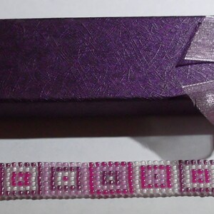 Purples Squares  7-1/4-inch/18.4 cm Woven Beads Bracelet