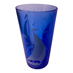 HAZEL ATLAS Cobalt Sailboats GLASS Gs6C-001