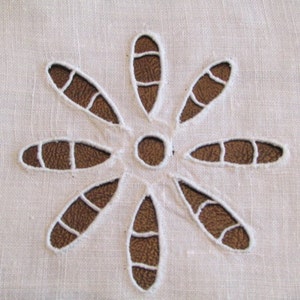 Madeira SQUARE LINEN DOILY with openwork and white on white Hand Embroidery 10 square D-101 image 4