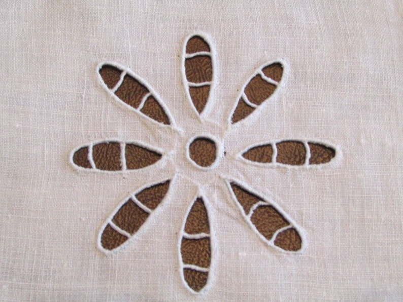 Madeira SQUARE LINEN DOILY with openwork and white on white Hand Embroidery 10 square D-101 image 4