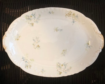 Antique HAVILAND LIMOGES PLATTER - Pale Blue Fuchsias-  H&C L France - 1890's Gs6E-6