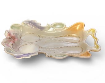 antique IPF Ilmenau Porcelain Factory SPOON REST Germany hand painted pastels Dr-216B