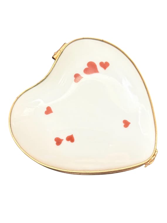 BERNARDAUD TRINKET BOX heart-shaped porcelain Limoges France Jd7-0406