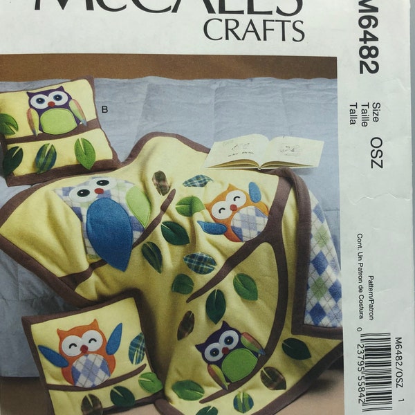 uncut McCALLs Crafts PATTERN M6482 OWLS Pillow and Quilt P-159