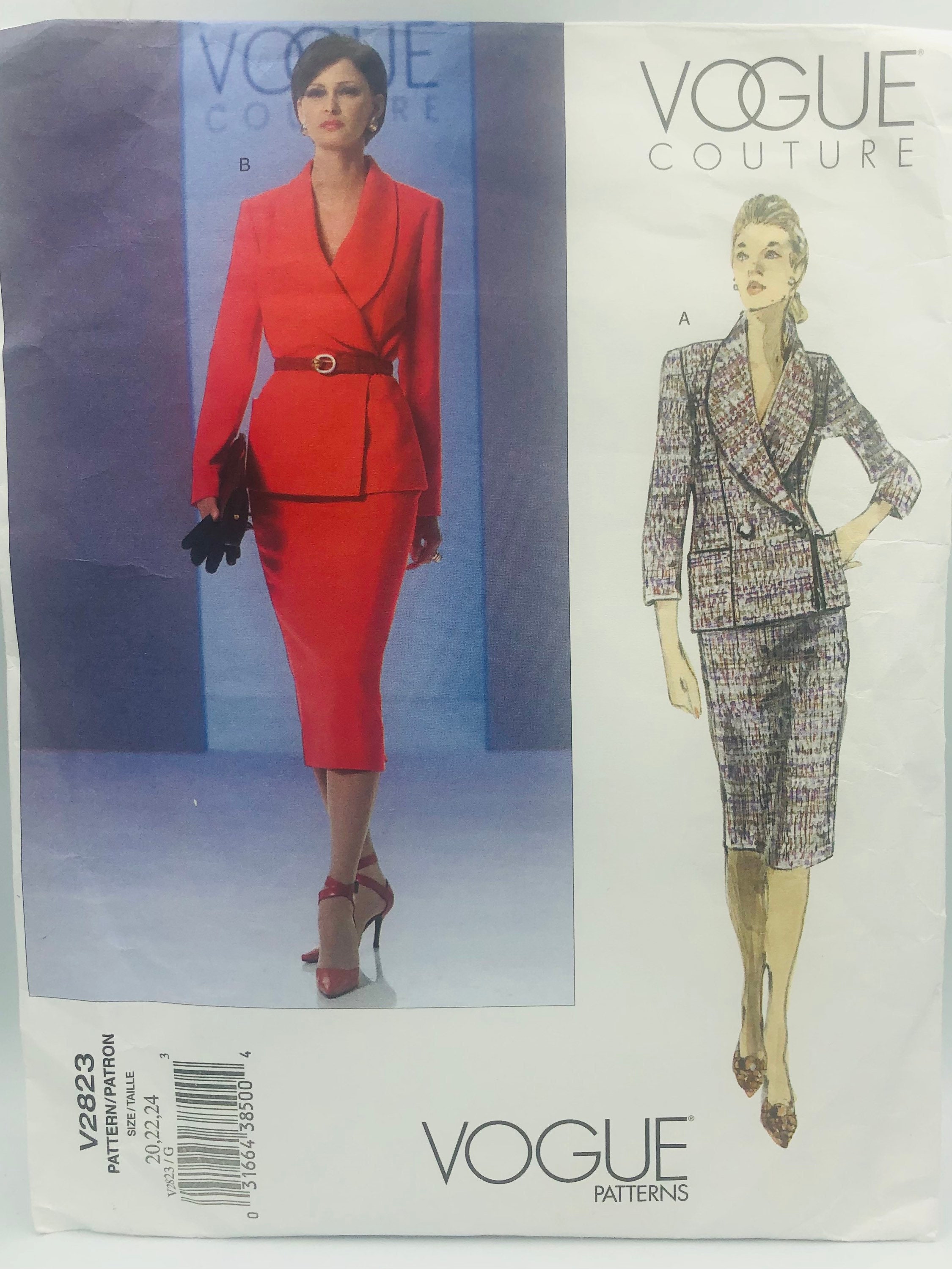 uncut VOGUE COUTURE sewing PATTERN V2823 Easy Misses Jacket and Skirt Sizes  20,22,24 P203