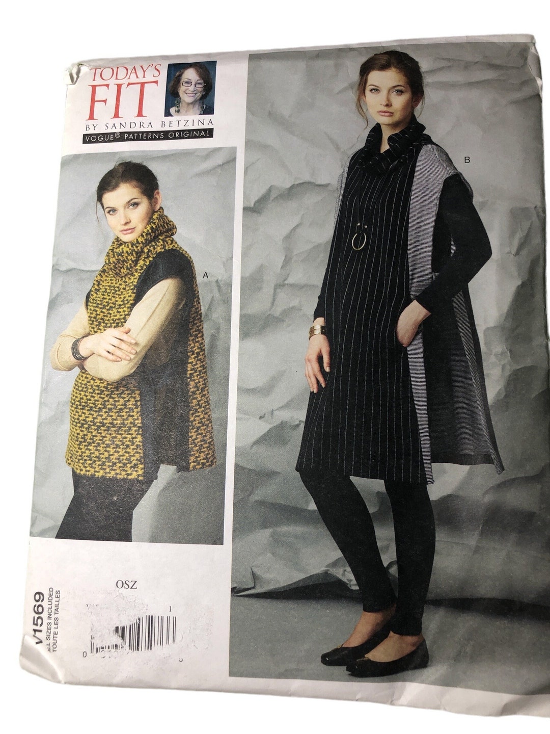 Uncut VOGUE Today's Fit Easy Sewing PATTERN 1569 Women’s Tabard Size ...