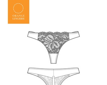 Instant Download PDF lingerie sewing pattern for thong underwear/panties designed for style and comfort - Kingston Thong