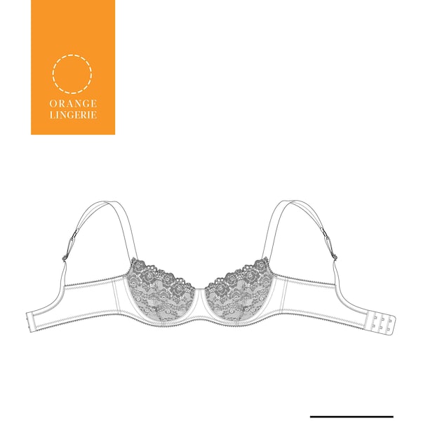 Instant Download PDF lingerie sewing pattern for an underwire bra - Devonshire Bra