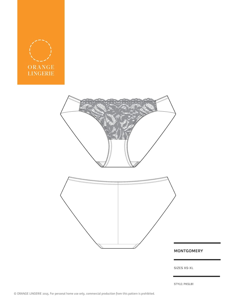 Instant Download PDF lingerie sewing pattern for hipster brief panties/underwear designed for style and comfort Montgomery Brief image 1