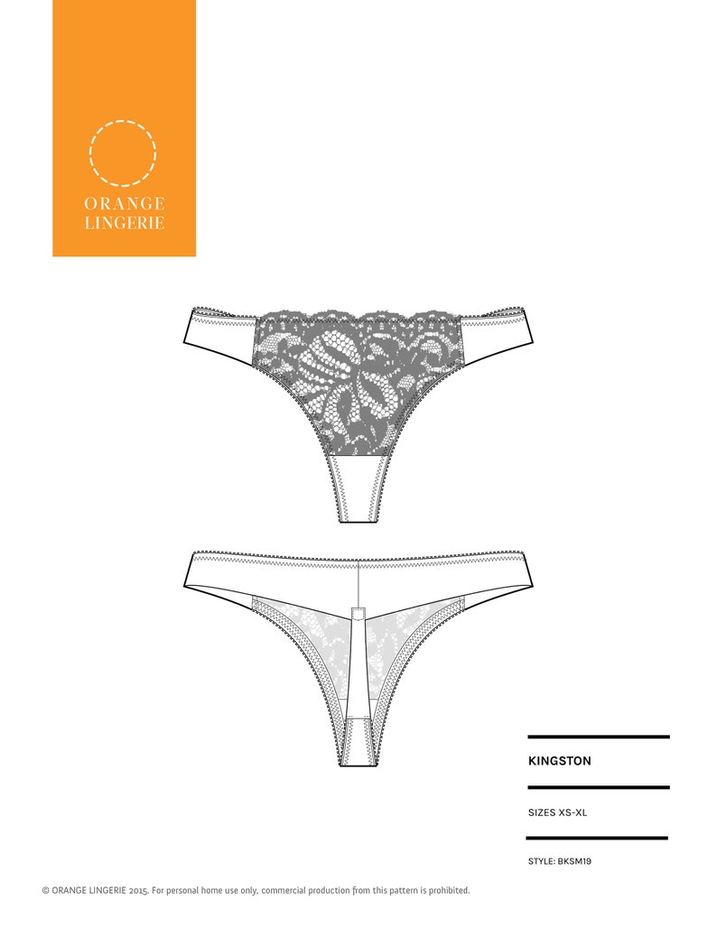 Instant Download PDF lingerie sewing pattern for thong underwear/panties designed for style and comfort Kingston Thong image 1