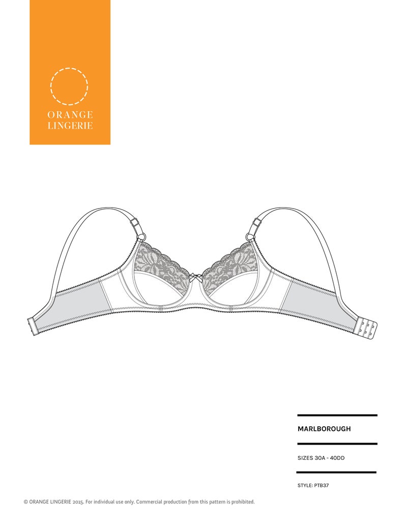 Instant Download PDF lingerie sewing pattern for an underwire image 1