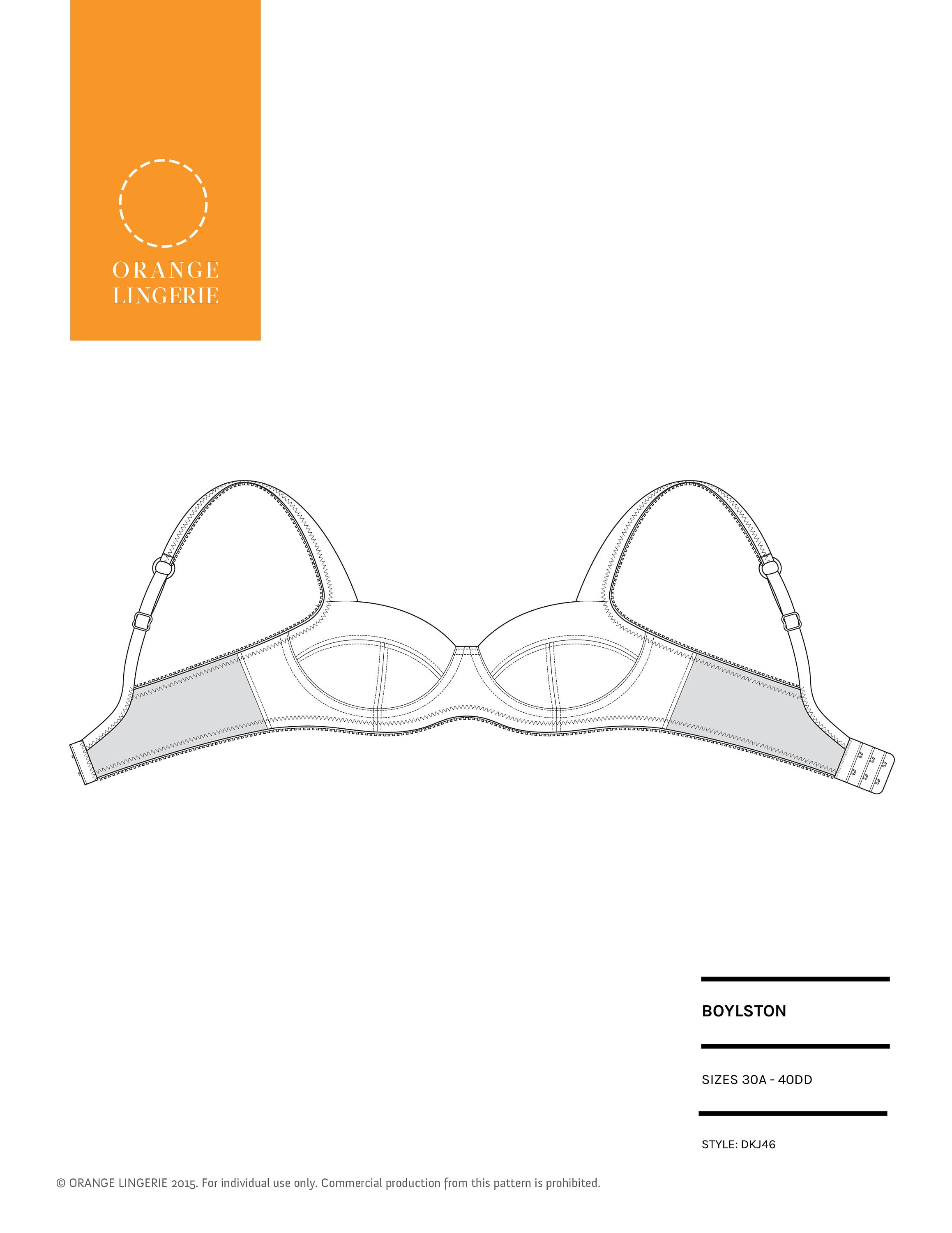 Instant Download PDF Lingerie Sewing Pattern for a Classic Balconette  Underwire Bra Boylston Bra 