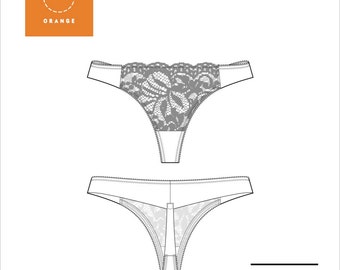 Instant Download PDF lingerie sewing pattern for thong underwear/panties designed for style and comfort - Kingston Thong