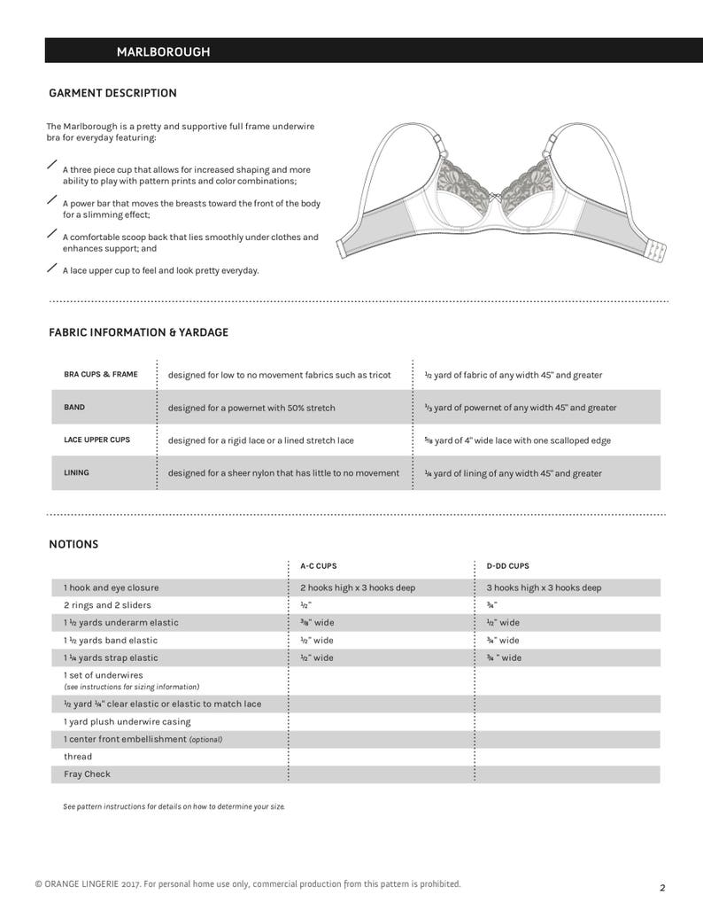 Patron de couture de lingerie PDF à téléchargement instantané pour un soutien-gorge à armatures conçu pour une forme et un soutien exceptionnels Marlborough Bra image 5