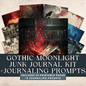 Vampire Junk Journal Kit Printable | 35 Gothic Moonlight Pages + Prompts | Dark Academia Scrapbook PDF | Instant Download