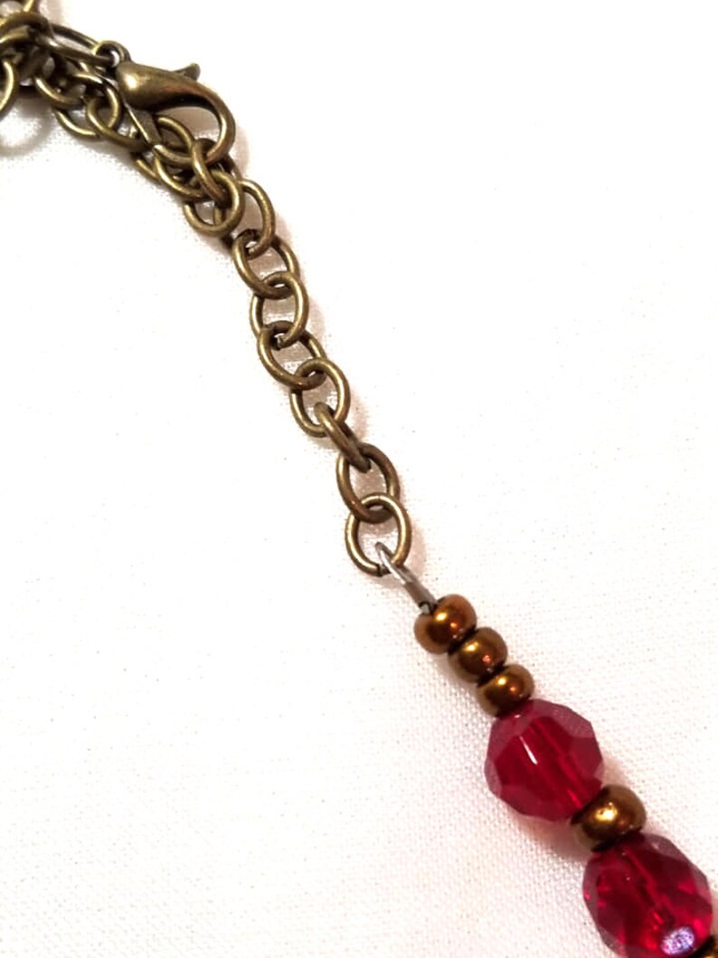 Red Marbled Jewelry Set Beaded Necklace and Bracelet