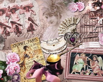French Dancers - Digital Print/Ephemera Junk Journal Cover/Pages